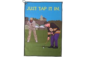 ZEETY Funny Golf Towel – 16" x 24" Premium Microfiber with Clip Holder for Golf Bags – Golf Accessories & Gifts for Men and Women (JUST TAP IT in)