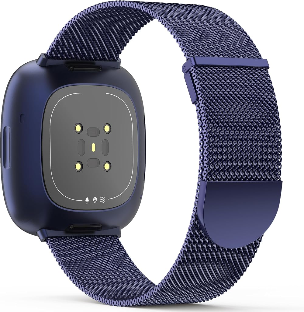 Higgs Strap for Fitbit Versa 3/4 Sense 2 Stainless Steel Mesh Band Blue