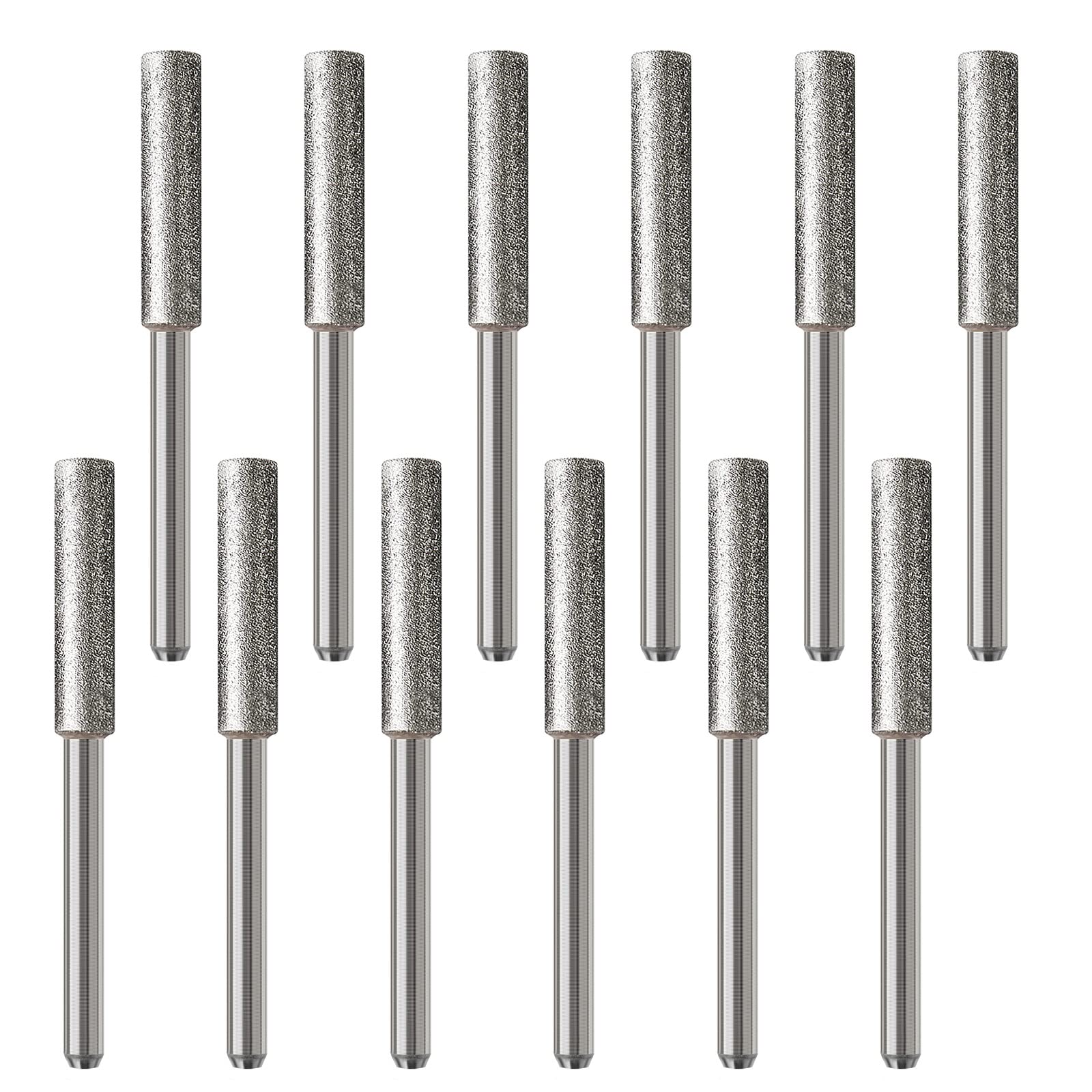 VGOL 12PCS 4.8mm Diamond Chainsaw Sharpener Burr Grinding Stone File Sharpening Polishing Grinding Tool for Chainsaw Grinder or Other Rotating Tool