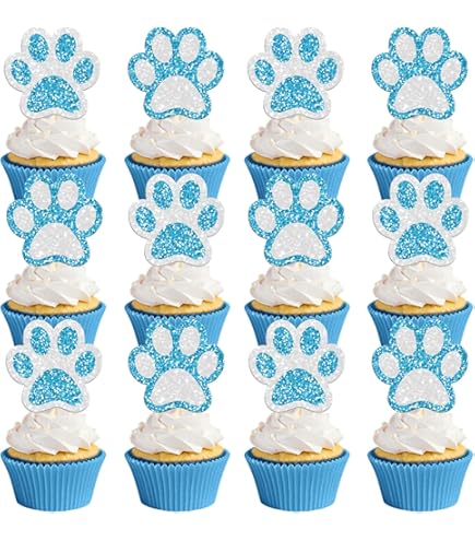 18pcs Blue Glitter Dog Paw Dessert Cupcake Topper Pick For Dog Pet Adoption Theme Decor Supplies Men Women Happy Birthday Wedding Anniversary Party Decorations 18pcs Blue Glitter Dog Paw Dessert Cupcake Topper Pick For Dog Pet Adoption Theme Decor Supplies Men Women Happy Birthday Wedding Anniversary Party Decorations