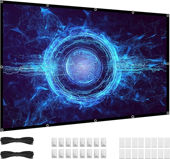 Amazon 150 Inch Projector Screen 16 9 HD 4K Foldable No Crease Portable Video Projection 