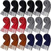 Suhine Women Men's Scarf Bulk Winter Soft Blanket Scarves Warm Large Shawls and Wraps Tassel Edge 13.8 x 78.8 Inch