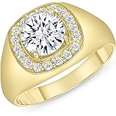 Takar Solid 14k Yellow Gold Men's Diamond and CZ Pinky Statement Ring