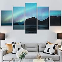 SIGNWIN 5 Panel Canvas Wall Art Astronomy & Space Contemporary Cosmic Dramatic Green Group Photography Realism Ultra for Home Decorations Ready to Hang - 60