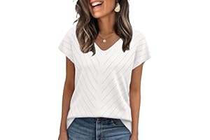 Womens Sweaters Short Sleeve V Neck Summer Tops Trendy Fashion Business Casual Outfits Dressy Clothes