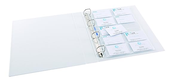 ELBA 100460994 Visitenkarten-Prospekthüllen 10 Stück DIN A4 glasklar und dokumentenecht für 20 Visitenkarten links offen