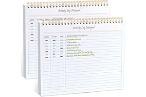 LIMBJEY Activity Log Notepad, Spiral Activity Log Book for Business Work with Checklist, Organized Time Spending, Appointment or Contact. 8.5 x 11 Inch,Thick Paper, Hard Backing(2 pieces)
