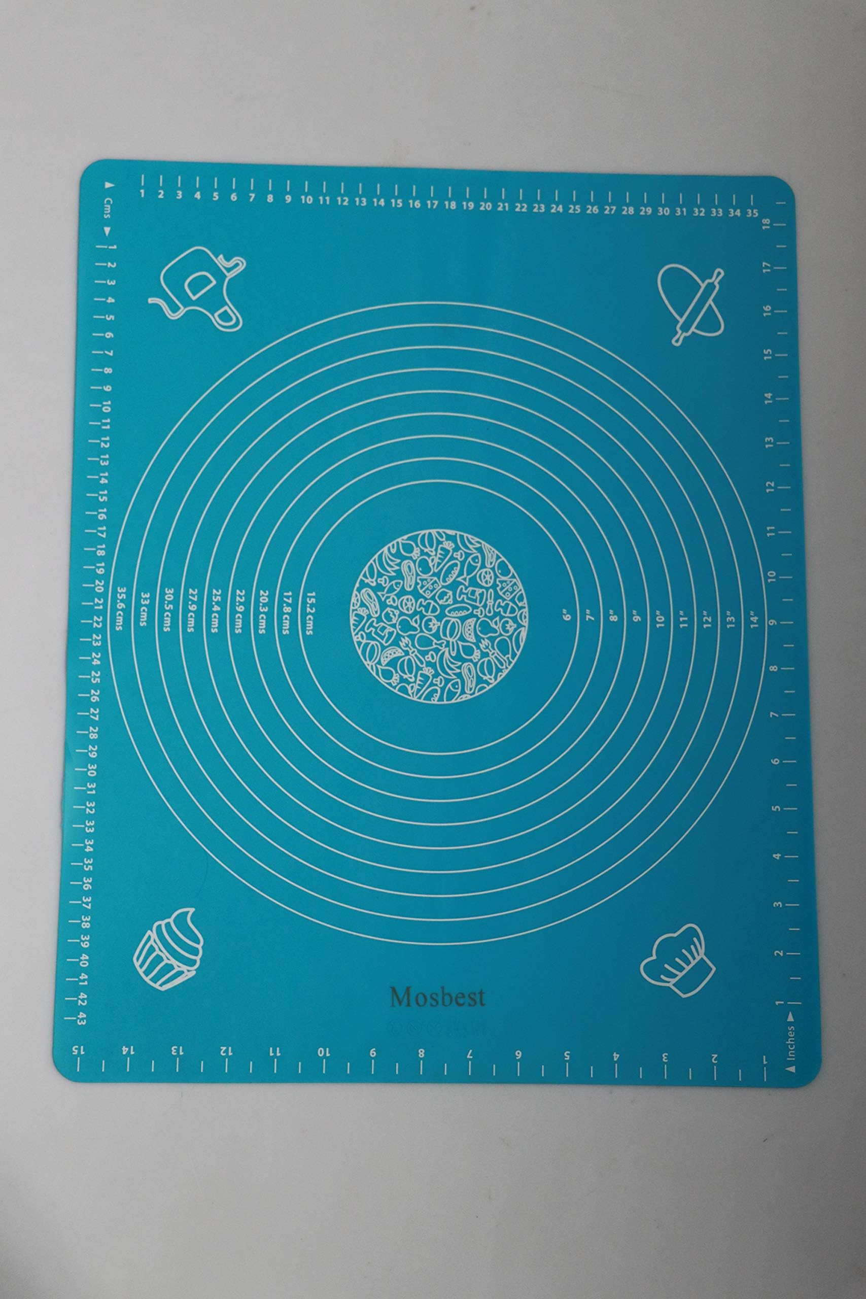 Mosbest Pastry Mat, Non-Stick Pastry Mat for Rolling Dough, Heat Resistant Silicone Baking Mats, Pastry Board for Cooking Enthusiasts, Without BPA Dough Mat