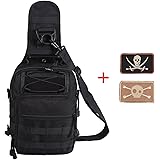 Lalawow EDC Tactical Sling Pack Outdoor Tactical Backpack with 2 Tactical Patch for Camping,Hiking,Trekking,Rover Sling Rope Bag