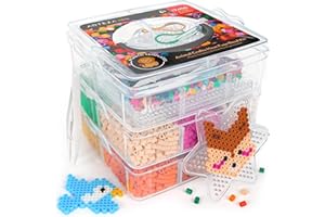 ARTEZA Kids Heat Fuse Beads, 12,000 Iron Beads, 12 Colors, 35 Animal-Themed Designs, 5 Templates, 10 Key Rings, Kids Activities and Craft Supplies for Indoor Play and After-School Activities