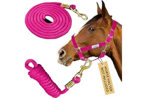 Prairie Horse Supply 10ft Poly Lead Rope with Brass Snap Link, Pink - Horse Lead Rope, Polypropylene Lead, Heavy Duty Rope, Soft Rope, Training Lead Horse - Ideal for Equestrian Use