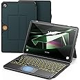 INFILAND Keyboard Case for Samsung Galaxy Tab A9+/A9 Plus with 7-Color Backlight & High Precision Trackpad, Slim and Portable Detachable Folder Style Keyboard Case for Tab A9+ 11 inch,Midnight Green