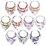 Baby Bibs for Girls 10 Pack Baby Bandana Drool Bibs Soft and Absorbent with Flower Pattern by Yoofoss