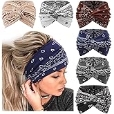AQOKKA Extra Wide Headbands for Women Large Turban Headband Non Slip Boho Elastic Hairband Hair Twisted Knot Head Bands Accessories