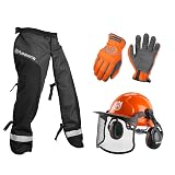 Husqvarna 590091101 Classic Personal Protective Power Kit with Chainsaw Chaps, Forest Helmet and Safety Gloves, Chainsaw Safety Equipment