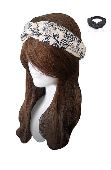 Intrendy 2 Pack Boho Women Knotted Bow Headband Headwraps Yoga Fashion Headband Everyday Look Tame Flyaways No Sweat 100 Cotton For Variety Of