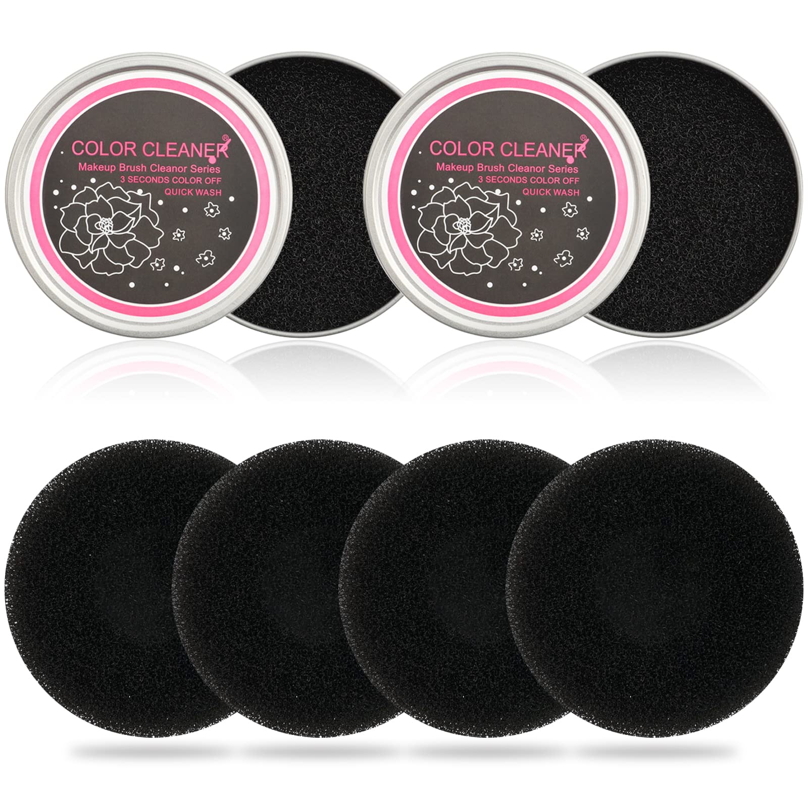 Makeup Brush Cleaner Box YUTOU 2 Pack with 4 Replacement Sponges, Color Removal Sponge, Dry Makeup Brush Quick Cleaner Sponge, Makeup Brush Cleaning Tool for Quick Color Changes, Cleaning, Drying