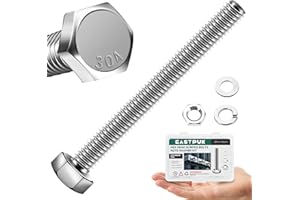 EASTPUK 5/16-18 x 3" Hex Head Bolts Screws with Nuts, Flat & Lock Washers, 304 Stainless Steel Bolts and Nuts External Hex Dr
