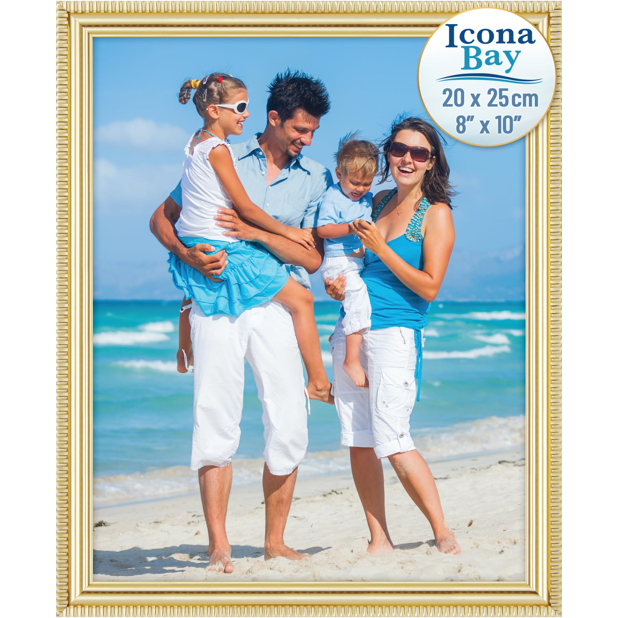 Icona Bay 10x8 Gold Picture Frame Beautifully Detailed Moulding, Contemporary Picture Frame, Wall Mount or Table Top, Inspirations Collection