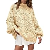 Saodimallsu Womens Oversized Sweaters Cable Knit Crew Neck Long Sleeve Pullover Sweater 2025 Fall Winter Chunky Trendy Tops