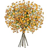 9 Pack Orange Baby’s Breath Artificial Flowers 9 Bundles Gypsophila Fake Silk Stems for DIY Floral Arrangements, Wedding Bouquets, Rustic Farmhouse Home Table Decor
