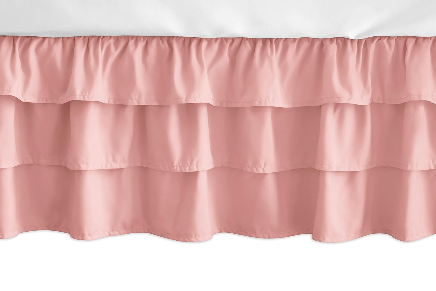 Sweet Jojo Designs Solid Coral Girl Ruffled Tiered Baby Crib Bed Skirt Dust Ruffle for Feather Collection