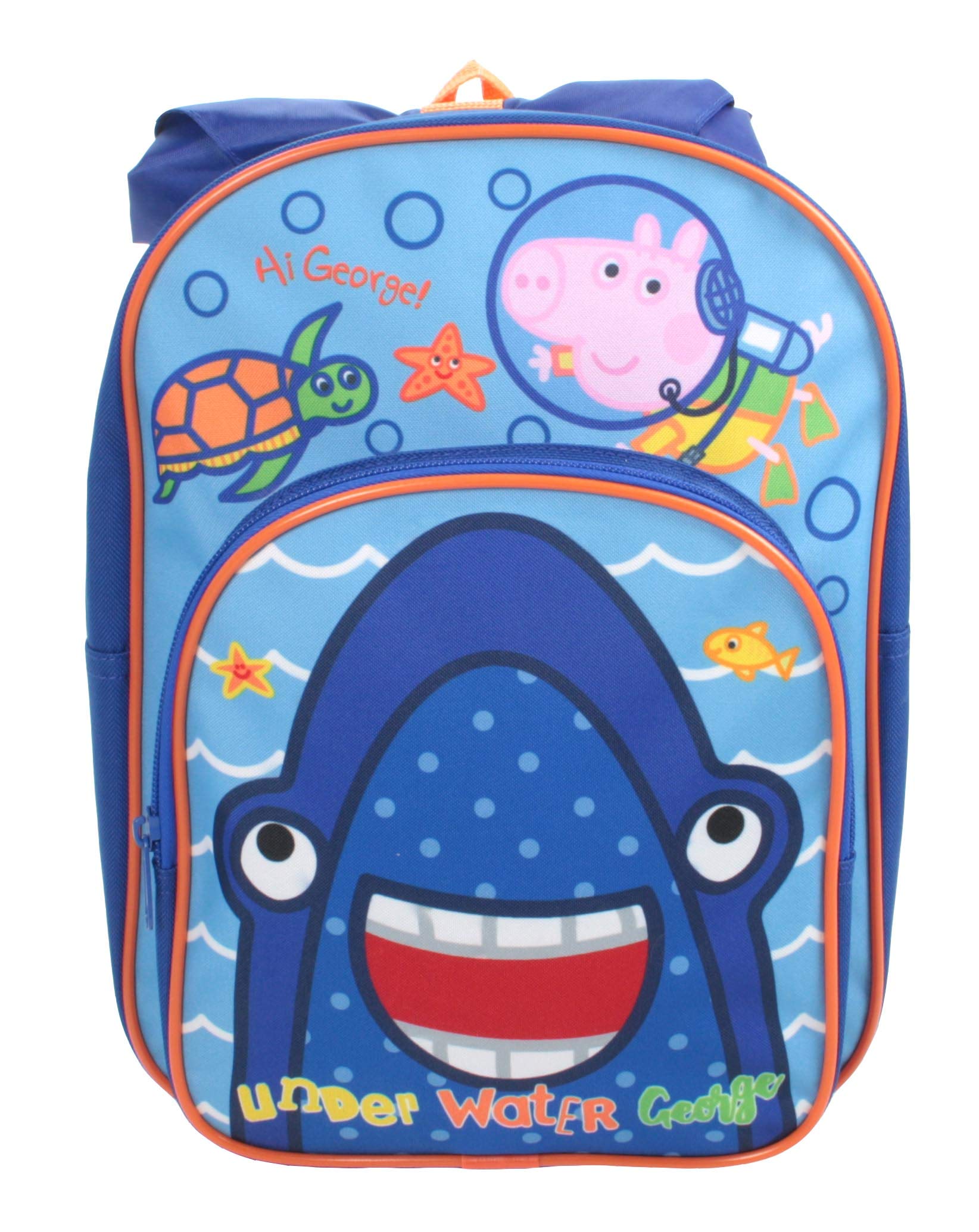 George Pig Underwater Shark Hooded Pocket Backpack Blue