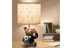 HAMUCD Small Bear Table Lamp for Bedroom Nightstand Decor,Animal Nursery Single Bedside Lamp for Kid Study Room,Cute Desk Lamp for Boy Girl Toddler Play Room (Brown)