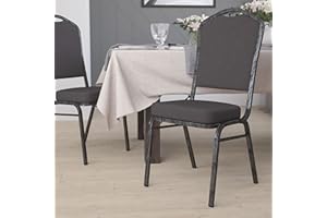 BizChair Crown Back Stacking Banquet Chair, Gray Fabric/Silver Vein Frame