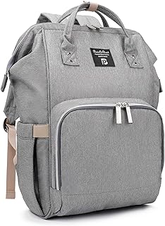 Baby Wickelrucksack Wickeltasche mit Wickelunterlage Multifunktional Oxford Große Kapazität Babyrucksack Kein Formaldehyd Reiserucksack für Unterwegs (Grau)