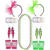 jxzdle 80s Accessories For Women, 80 Party Christmas Decorations Lace Headband Earrings Fishnet Gloves Necklace Bracelet For Girls Costume Theme Dance Birthday Party, Dress Up (10)