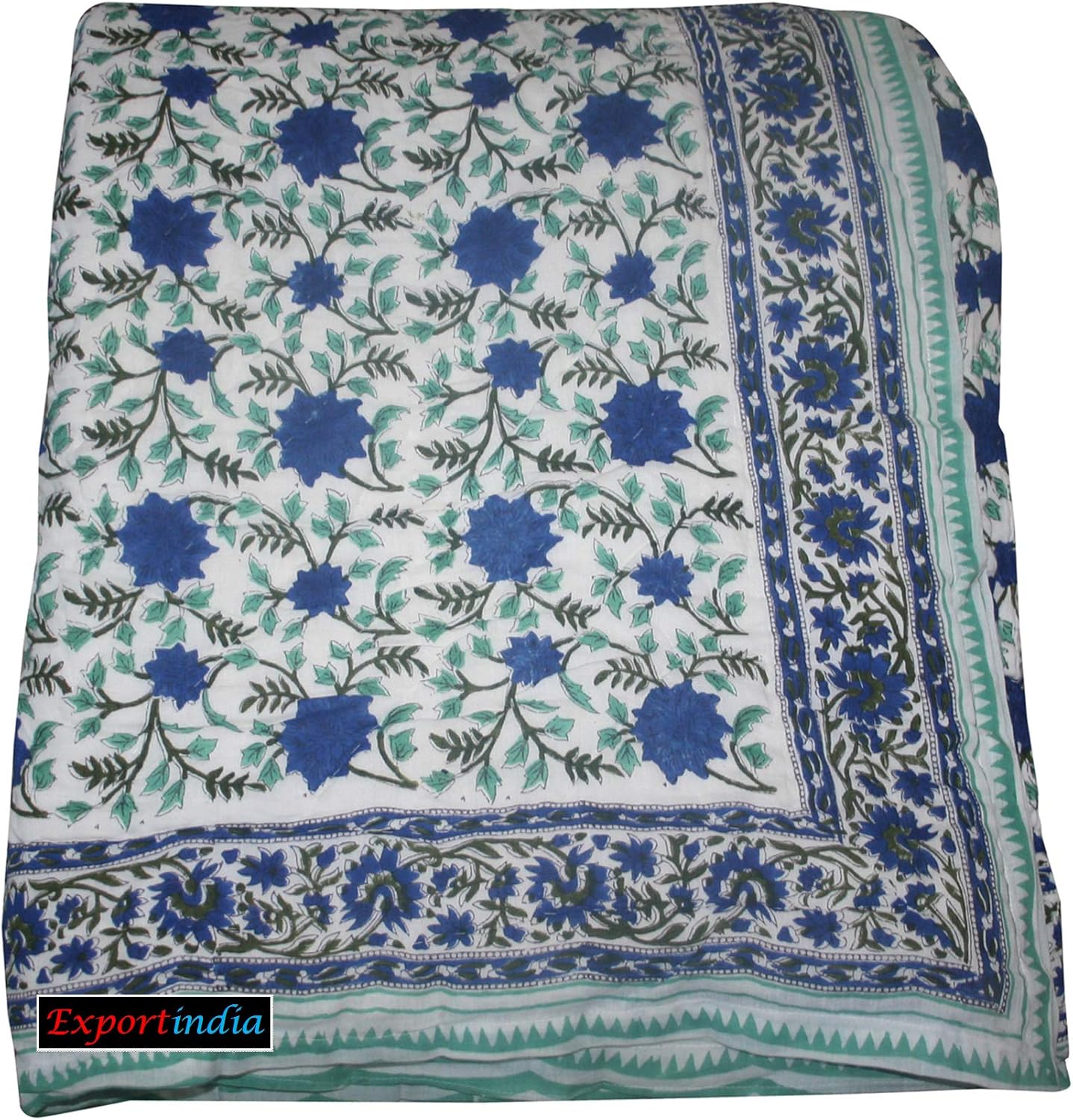 Exportindia Indian Jaipur Quilt Bedspread Pure Cotton Quilt