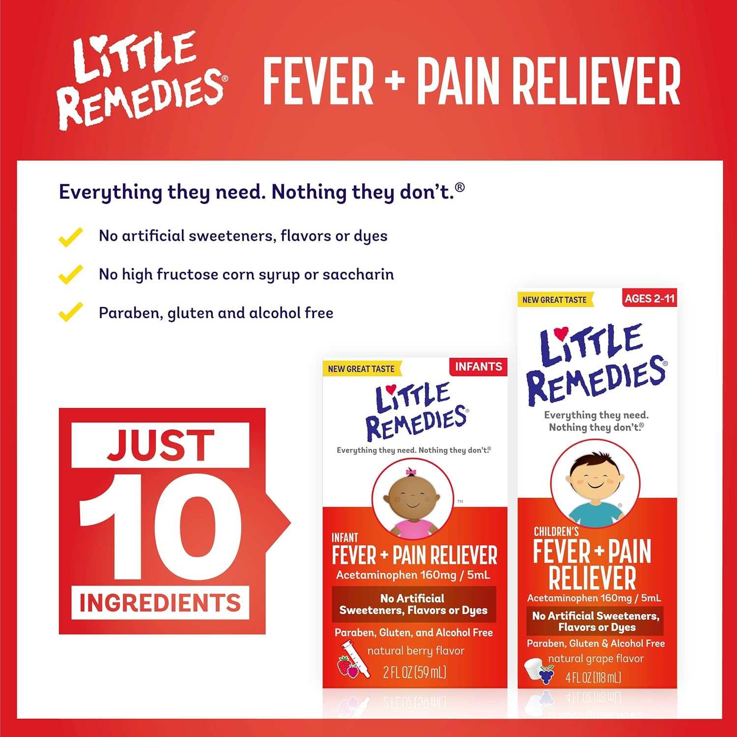 Little Remedies Infant Fever & Pain Reliever | Natural Berry Flavor | 2 FL OZ: Health & Personal Care