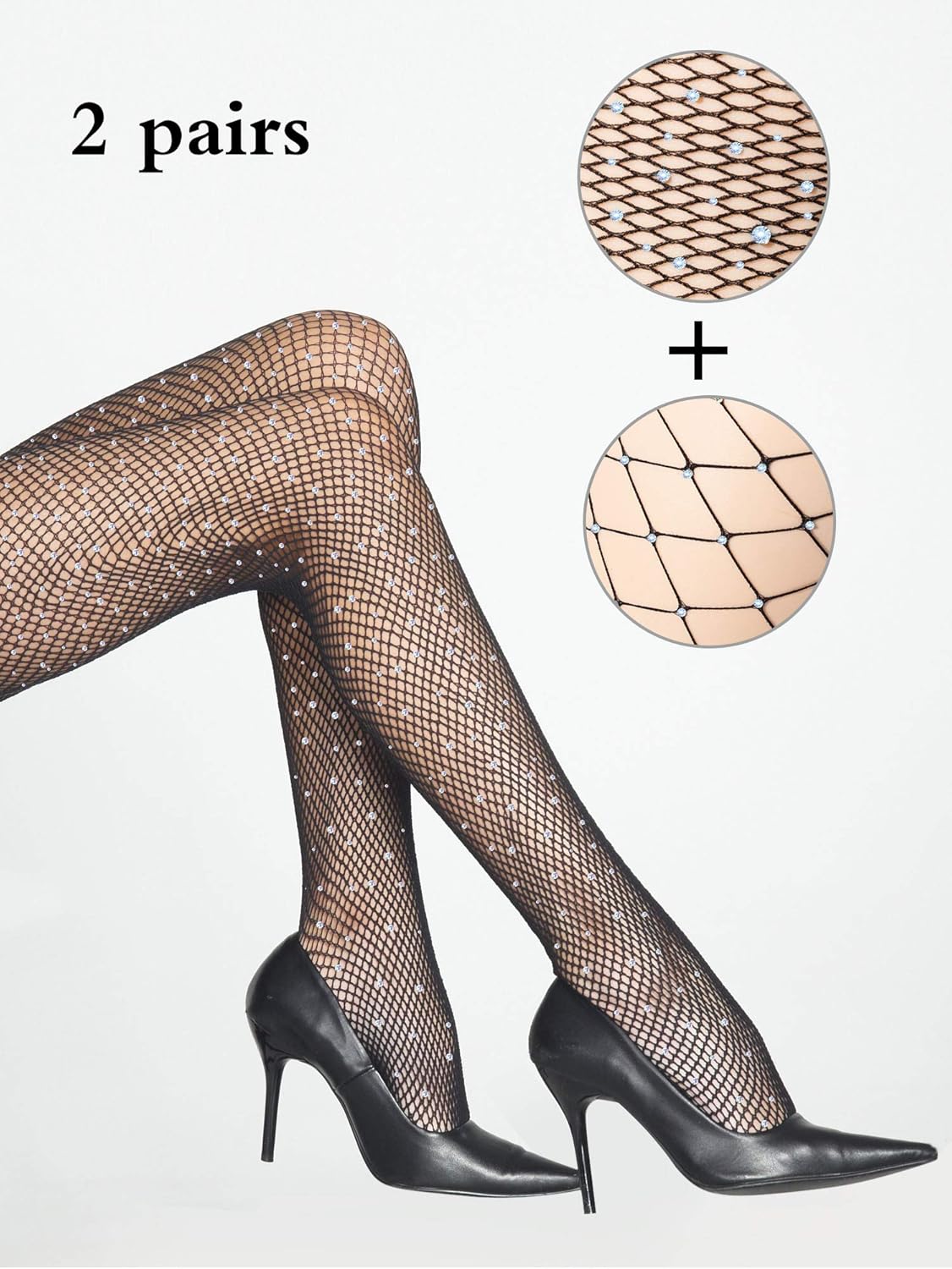 Fishnet Stockings Tights Pantyhose Rhinestone High Waist Stockings for Women (Black) at  Women’s Clothing store