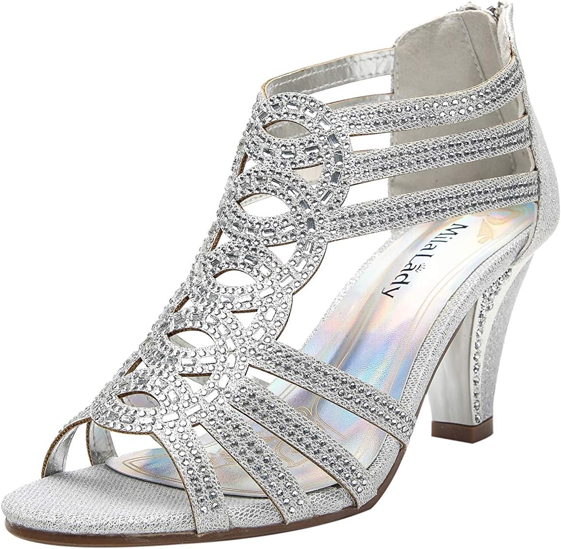 Mila Lady Women's Evening Rhinestone Lexie Crystal Dress Heeled Sandals