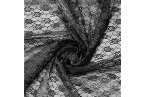 MDS-MEGADECORSUPPLY MDS Pack of 10 Yard Long x 55” Wide Lace Fabric, Floral Pattern Vintage Rachelle Lace Trim Fabric Bolt by Yard for Wedding Bridal Dress Fashion Crafts DIY Party Home Decor Multipurpose - Black