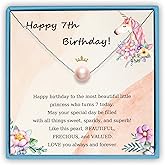 Sereney Sterling Silver Birthday Gifts for Girls Women, Pearl Necklace as 7 9 10 11 13 15 16 18 21 30 40 50 60 Year Old Birthday Gifts, Single Pearl Necklace as Bday Gifts for Friends
