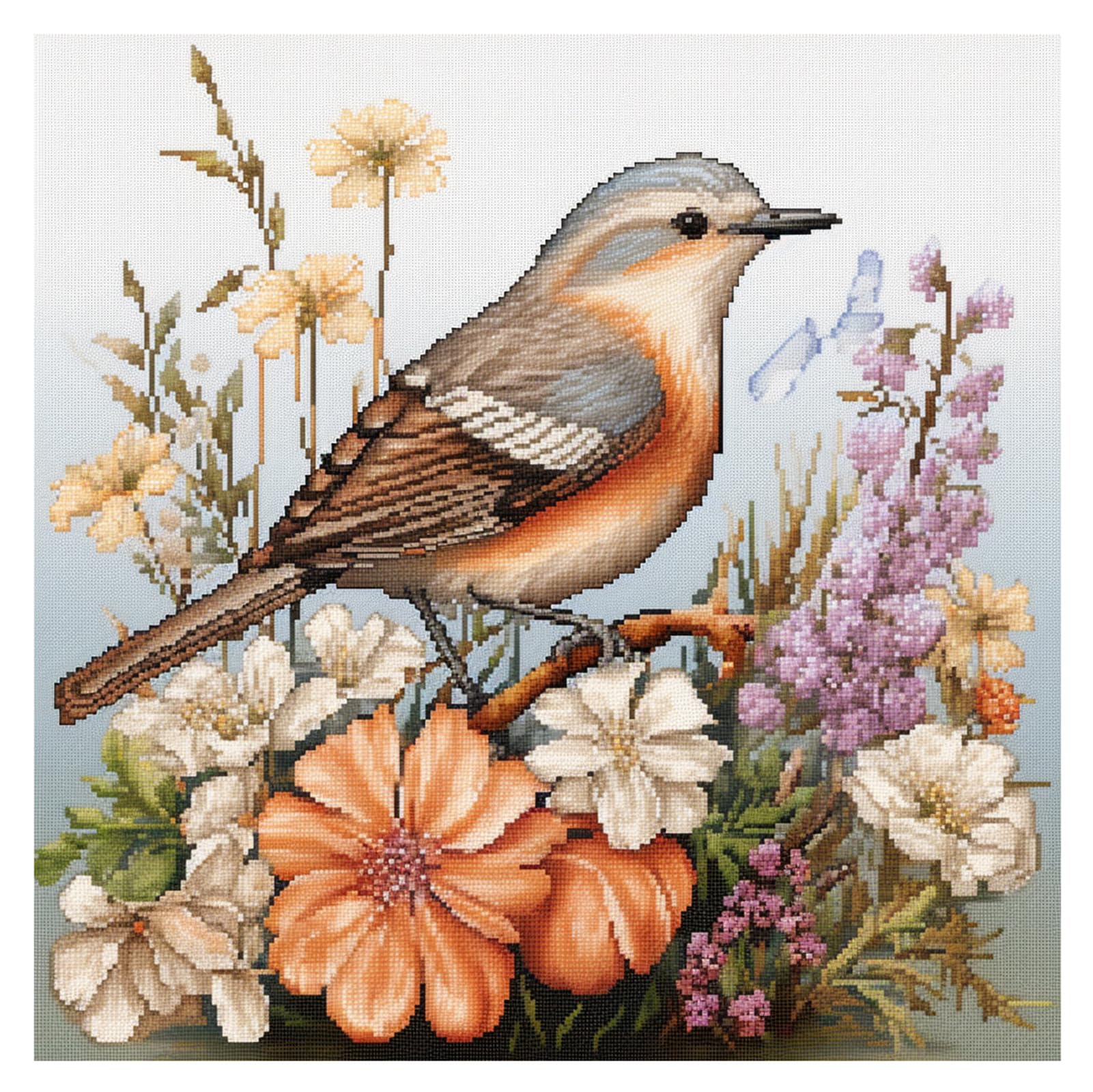 cukol cukol Cross Stitch Kits for Adults - 11CT Bird Pre Printed Stamped Cross-Stitch Patterns, Advanced Beginners Embroidery Kit, 16x16 Inch DIY Crossstitch Crafts for Wall Decor or Mum Gifts
