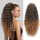 FREEMEIGE Ponytail Extension Drawstring Ponytail 24" Curly Ponytail Hair Extensions Synthetic Pony Tails Hair Extensions
