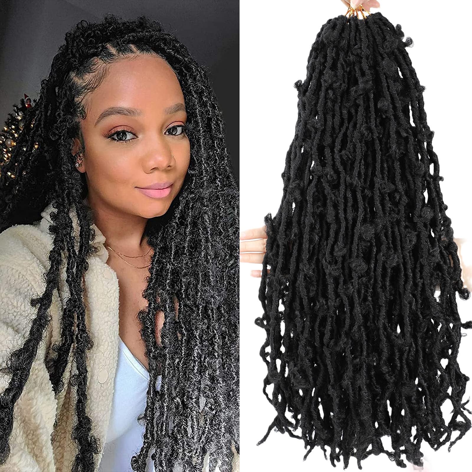 Duoduo Beauty Butterfly Locs Crochet Hair 24 Inch Pre Looped Distressed Butterfly Locs Crochet Braids Soft Messy Butterfly Locs Crochet Hair Faux Locs Crochet Hair Extensions — image 1
