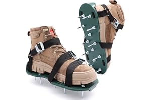 Jeemiter Lawn Aerator Shoes Gunite Spiked Shoes, Perfect for Epoxy Floor, Overlays, Cover Installation, Yard Patio Garden Grass Lawn Lawn, Aerator Lawn Tool Revives Lawn Health - Green