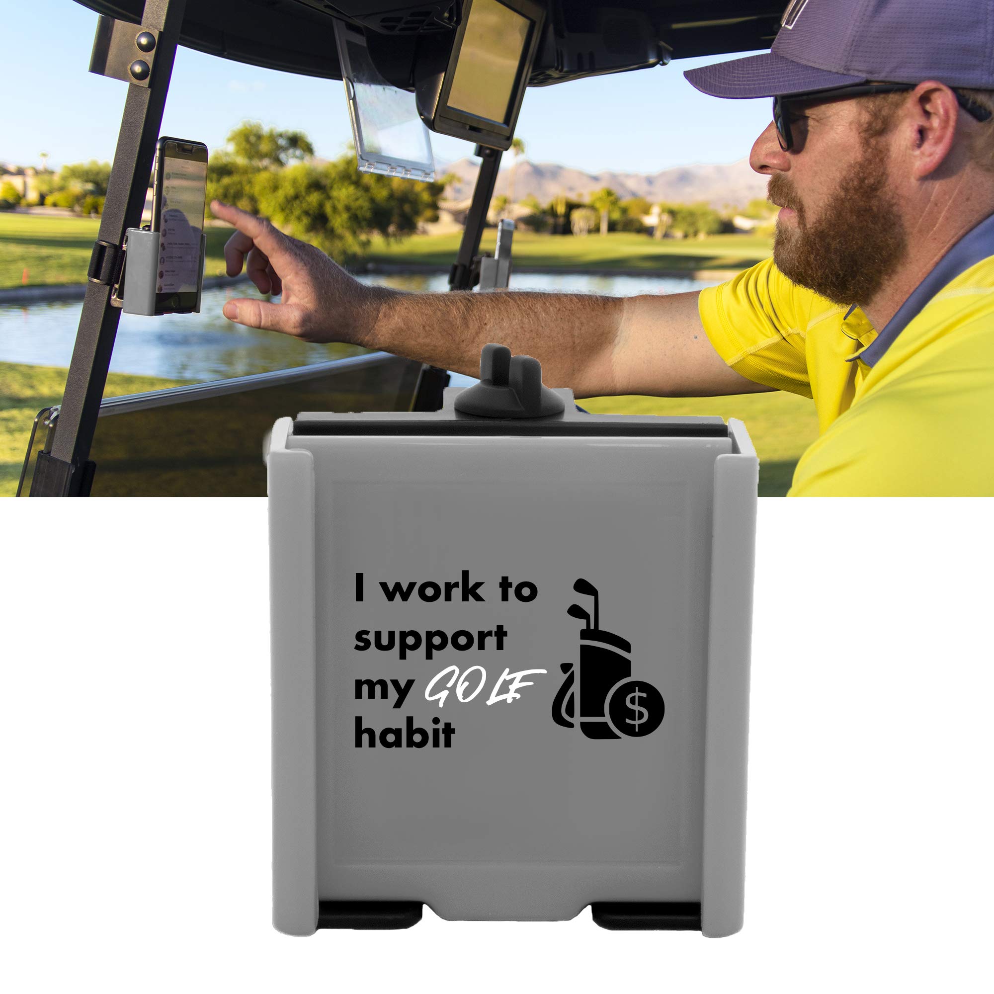 DESERT FOX GOLF Phone Caddy – Funny Quotes Golf Cart Phone Holder with Secure Strap for Hands-Free GPS & Golf Apps – Gifts for Men & Women
