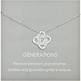 Famdecor Gifts for Grandma Generations Necklace Rhinestone Knot Necklace for Grandma Birthday Mother's Day Christmas Holiday