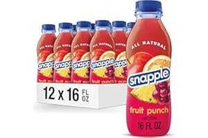 Snapple Fruit Punch Juice Drink, 16 fl oz recycled plastic bottle, Pack of 12
