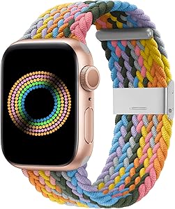 Bandiction Compatible with Apple Watch Bands 38mm 40mm, iWatch Bands for Women Men, Adjustable Braided Solo Loop with Buckle Woven Elastic Sport Bands for iWatch SE Series 6/5/4/3/2/1