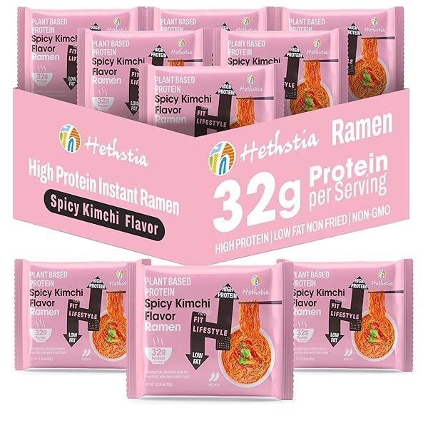 HETHSTIA PROTEIN RAMEN SPICY KIMCHI FLAVOR, 6-PACK INSTANT...