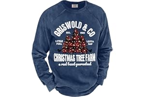Arvilhill Men Fleece-Lined Christmas Sweatshirt Vintage Classic Print Raglan Pullover (M-XXL)