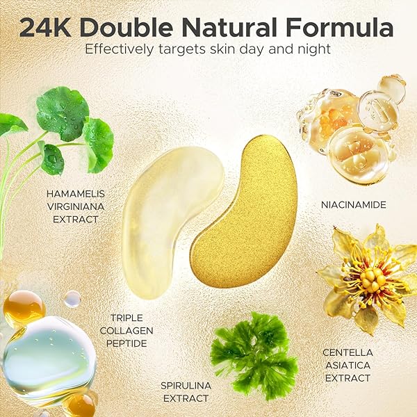 HOPEMATE UNDER EYE PATCHES FOR PUFFY EYES,DARK CIRCLES,WRINKLES & EYE BAGS-DAY & NIGHT EYE MASK GEL SET WITH COLLAGEN & 24K GOLD,IDEAL UNDEREYE SKINCARE GIFT FOR BRIDESMAIDS, WOMEN & BIRTHDAYS