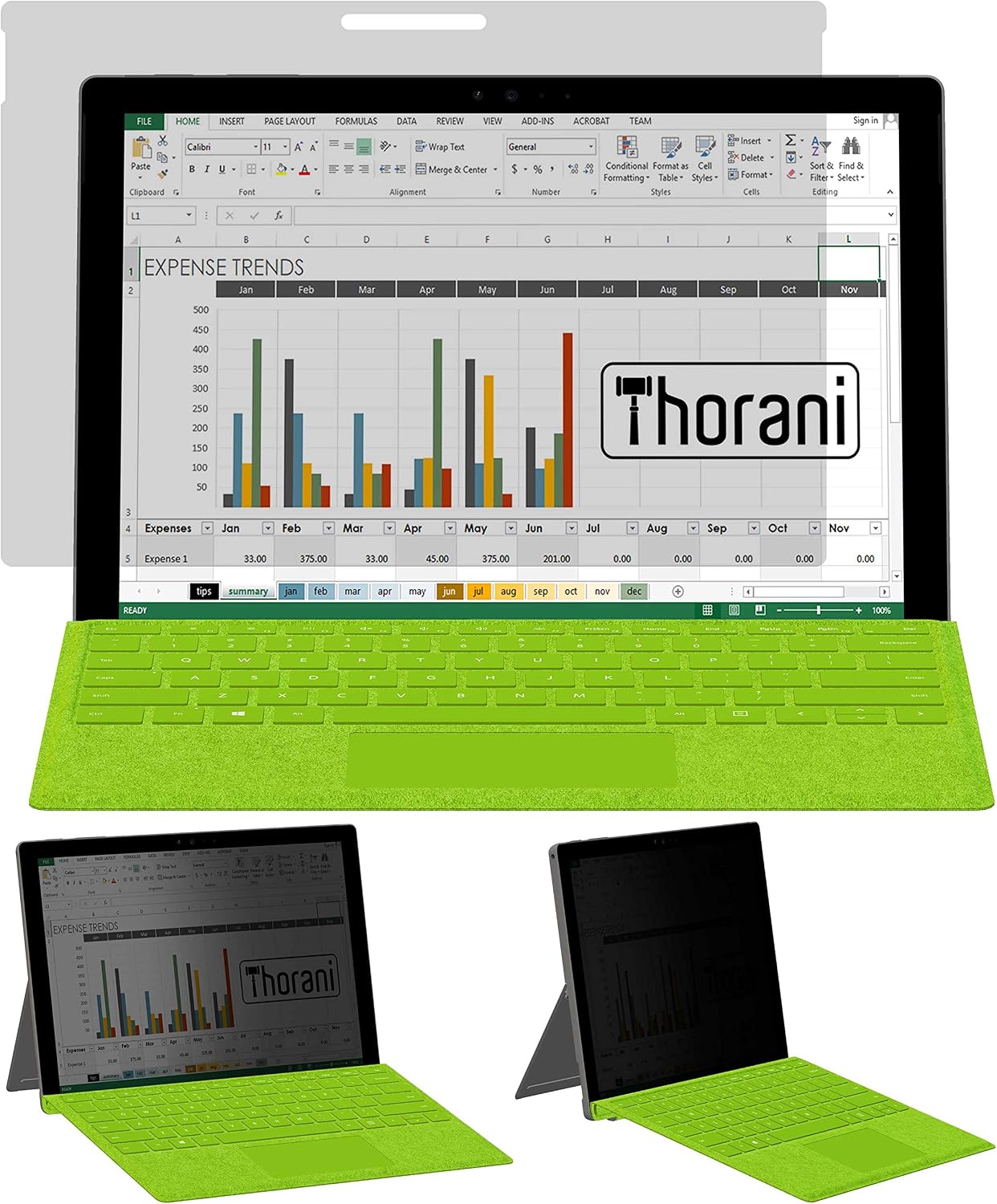 Thorani Privacy Filter Film - Privacy Film Protects Against Unwanted Looks (Transparent, Surface Pro 7/7+ (12.3)