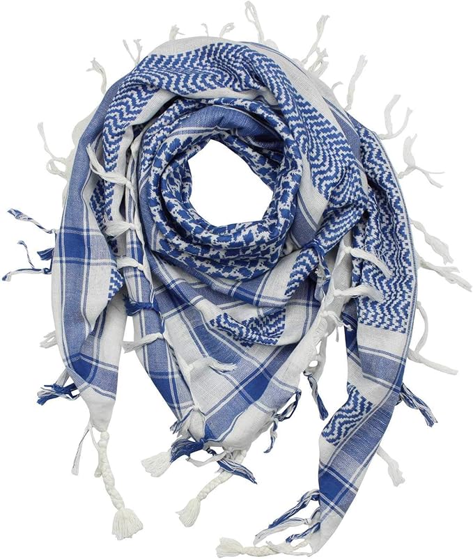 Kufiya Pentagramme Noir Blanc Shemagh Foulard Arafat - Pr&ecirc;t-&agrave;-Porter